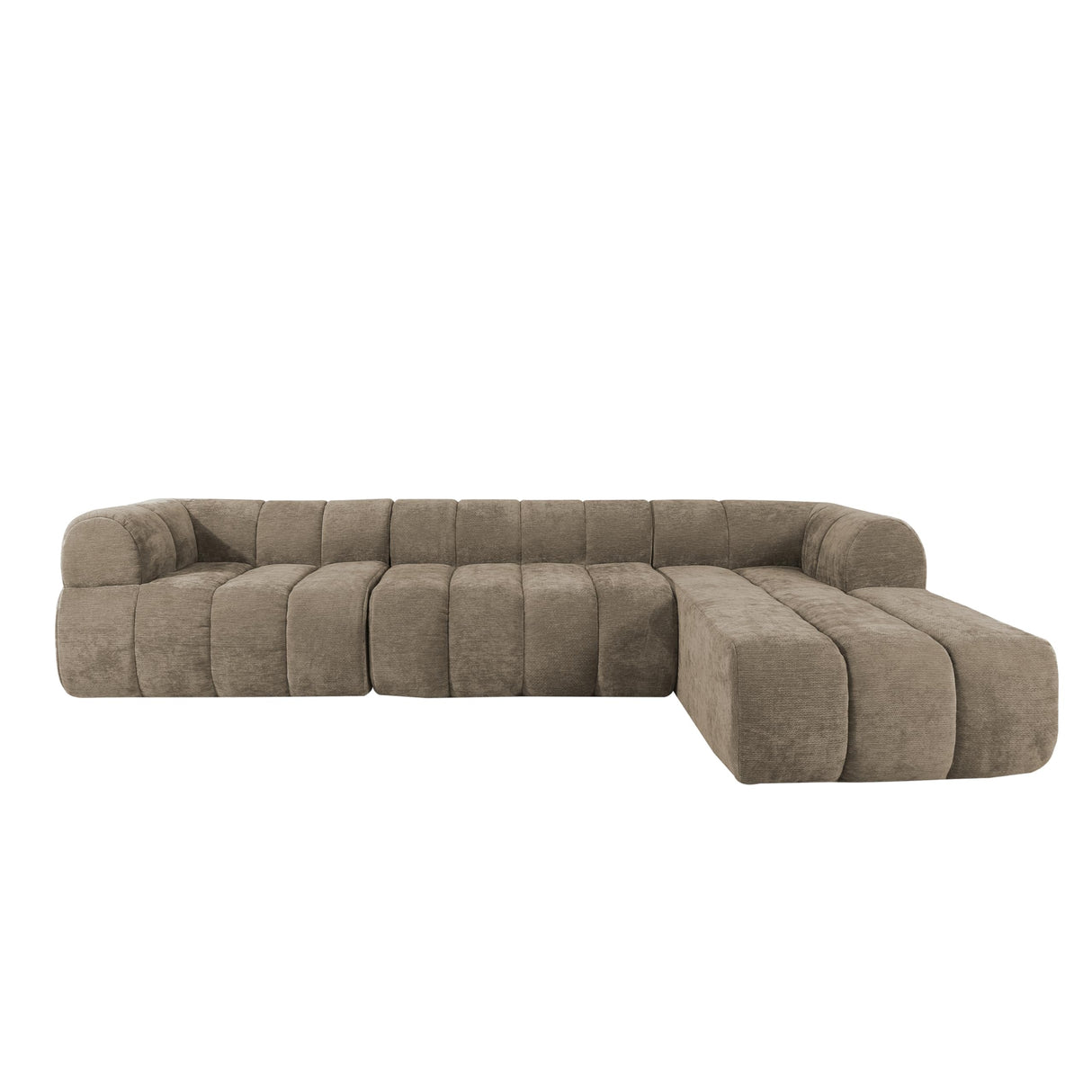 Christopher Knight Home Mania 122" Modular L-Shape Sofa Couch with Chaise Lounge, Modern Sectional Sofa Set for Living Room, Boucle Fabric Upholstered Cloud Couch with Deep Seat, Brown Christopher Knight Home