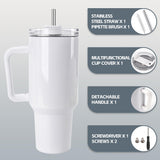 D·S 4 Pack Sublimation Tumblers 40 OZ with Handle Blank Insulated Large Tumbler Bulk, Coffee Travel Cups Stainless Steel Travel Mug for Diy Craft Heat Press Print D·S