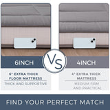 MAXYOYO 6" Extra Thick Floor Futon Mattress, Foldable Mattress Tatami Pad Floor Mattress for Adults Floor Bed Roll Up Mattress Guest Mattress, Dark Grey, Queen MAXYOYO