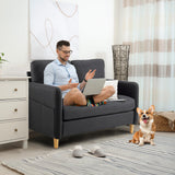 VINGLI 47" Small Couch, Linen Loveseat Sofa Black Mini Couch Mid Century Modern Decor Love Seat for Small Spaces Living Room, Bedroom, Play Room VINGLI