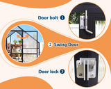 Jocisland 8x11.5x7 FT Polycarbonate Greenhouses for Outdoors, 2 Top-Opening Windows, 2 Swing Doors, Aluminum Walk-in Heavy Duty for Outdoor Use, Backyard Garden, Black Jocisland