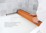 29 inch Malibu Removable Tri-Fold Bathtub Bench Seat, Teak Wood Seachrome