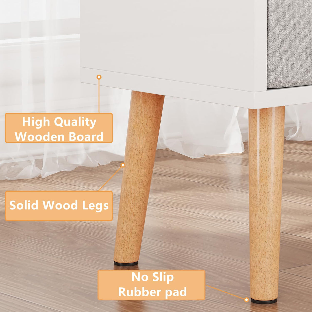 LUCKNOCK Night Stand with Drawer, Modern Nightstand, Bedside Tables, Mid Century Nightstands with Open Storage Shelf, Wood Bedside Table, Small Night Stands for Bedroom, 2-Tier Night Table, White. LUCKNOCK