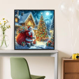 Santa Claus House Diamond Painting Kits for Adults, 5D Winter Diamond Art Kits for Adults Beginners, DIY Full Round Drill Diamond Dot Painting Gem Art Kits for Adult, Home Wall Decor 13.8x13.8 Inch LKHMVCA
