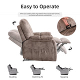 EBELLO 2 Piece Reclining Living Room Set, Soft Fabric Manual Recliner Sofa Set, Included Recliner Chair with Massage and Heat and Loveseat Daul Recliner, Light Brown(Recliner+Loveseat) EBELLO