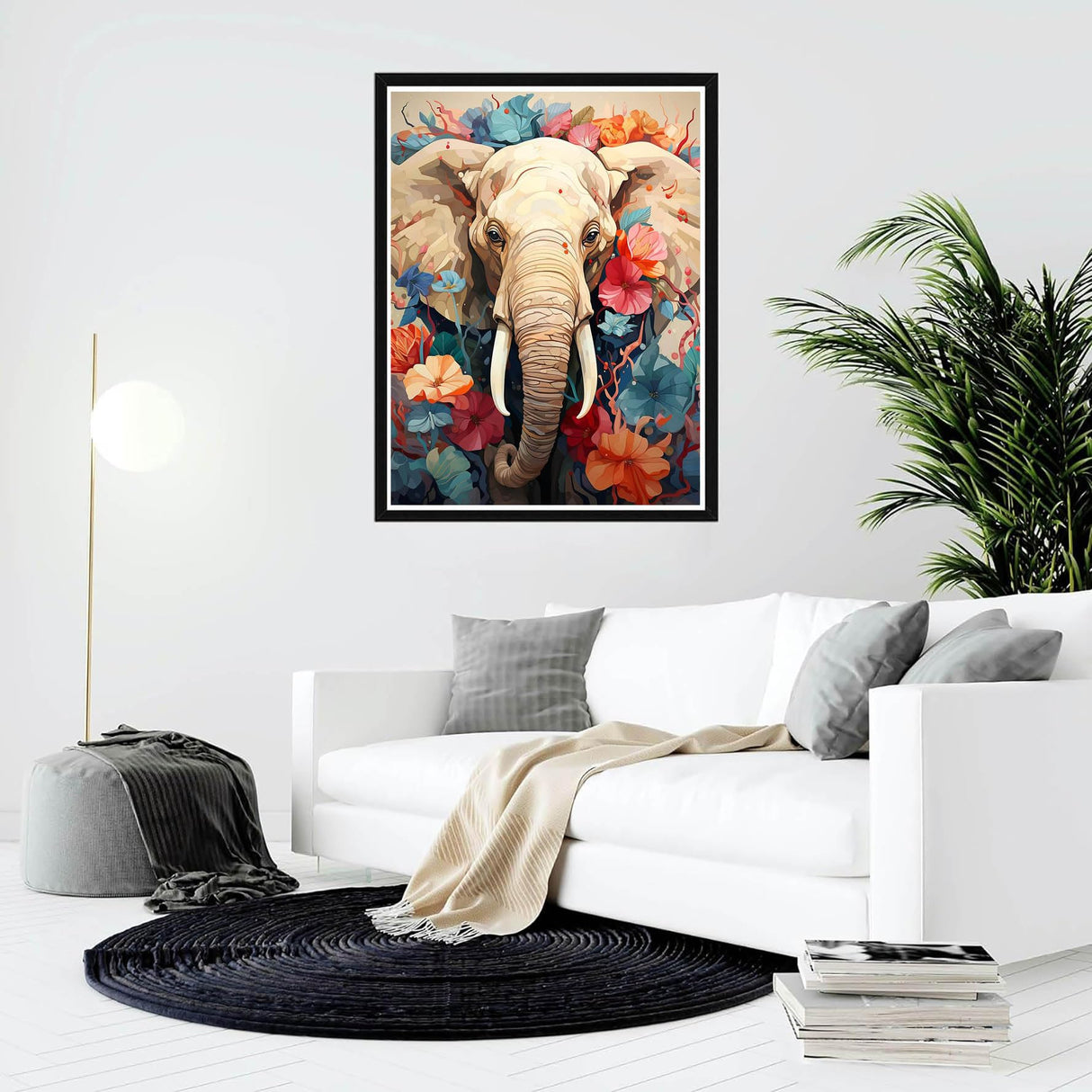 Bimkole Elephant Paint by Number for Adults, DIY Oil Painting Kit on Canvas with Paintbrushes and Acrylic Pigment, Perfect for Paint by Numbers for Adults Beginner, for Home Wall Decor 16x20inch Bimkole