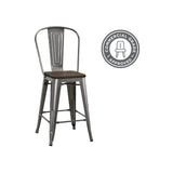 DHP Luxor Counter Stool with Wood Seat and Backrest, 24", Antique Gun Metal DHP