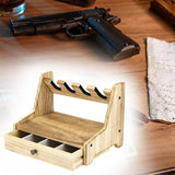 QWORK Wood Pistol Rack Gun Safe - Handgun Rack for Gun Cabinet Storage, with Additional Magazine and Bullet Storage Drawer, 12.2" x 7.6" x 8.5", Pistol Rack Holder, Gun Rack Organizer QWORK