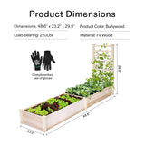 VIVOSUN Wooden Raised Garden Bed, 48 x 24 x 30 Inches, Outdoor Wood Planter Box with Gloves and a Liner, with Trellis for Vine Climbing for Garden, Patio, Balcony, Backyard and Outdoors VIVOSUN