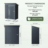 Grovellis 3x5 FT Outdoor Metal Storage Shed with Floor Frame, Single Door, 1 Clear Window, Tool Shed for Garden, Patio, Backyard Grovellis