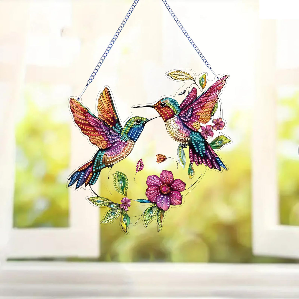 STGLCR Hummingbird Diamond Art Suncatcher,DIY Special Shape Hanging Diamond Gem Art,Window Pendant Ornament Suitable for Sparkling Garden, Window Wall Decoration Painting 7.8INCH STGLCR