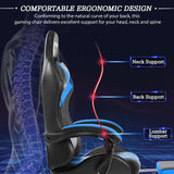 HOFFREE Gaming Chair with LED RGB Lights with Massage and Footrest Ergonomic Computer Chair High Back Video Game Chair with Adjustable Lumbar Support Linkage Armrest Blue and Black HOFFREE