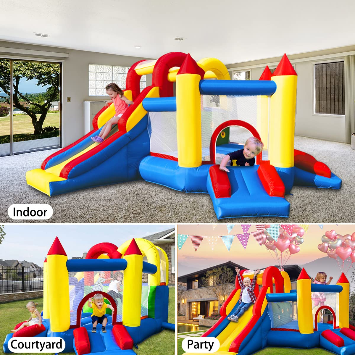 Umbalir InfIatable Bounce House for Kids 3-8 yr, Bouncy House Accommodate 4-6 Kids, Fun and Safe Indoor/Outdoor Play (12.3'Lx10'Wx6.3'H) Umbalir
