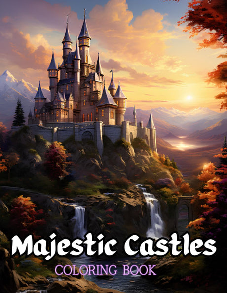 Majestic Castles Coloring Book: 50 Greyscale Coloring Pages | Relaxation and Stress Relief for Adults Majosta