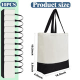 Wovasco Sublimation Tote Bags Blanks Bulk, Black Polyester Tote bags for Sublimation, Reusable Widened Washable Canvas Bags for Decorating and DIY Craft, Natural Linen, 10PCS Black Wovasco