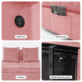 Convertible Sofa Bed 4-in-1 Velvet Sleeper Sofa Chair Bed Pull Out Futon Couch Bed with USB Ports 5 Adjustable Backrest and Pillow Fold Out Ottoman Bed loveseat Sofa for Adults Living Room, Pink FiveWillowise