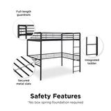 DHP Tommy Industrial Full Metal Loft Bed in Black DHP