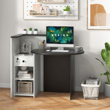 IFANNY Reception Desk, 48’’ Retail Counter w/Lockable Drawer & Storage Shelf, L-Shaped Reception Table, Wooden Computer Desk for Salon, Restaurant, Office (Black & White) IFANNY