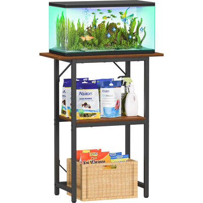 Snughome 10-20 Gallon Fish Tank Stand, Aquarium Stand 2-Tier Storage Shelves, Heavy Duty Terrarium Stand for Home Office Fish Tank Shelf, 24" L x 11.8" W x 30.7" H, Rustic Brown