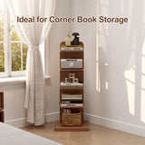 WoodsWhisper Narrow Bookshelf Ladder Bookshelf 5 Shelf Bookcase, Mid Century Modern Bookcase with Freestanding Display Shelves,Anti-tip Device and Thickened Base for Small Space,Living Room, Office WoodsWhisper