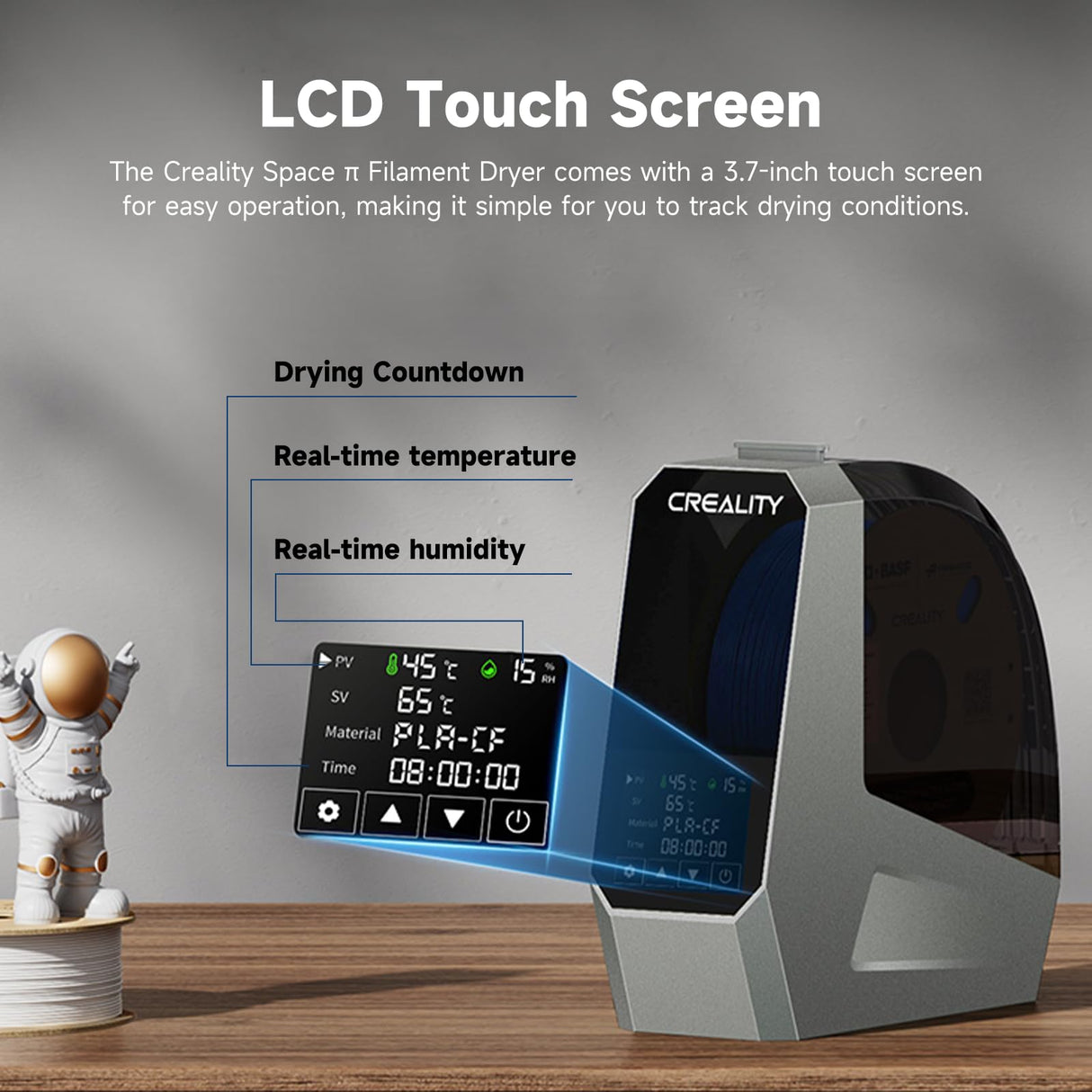 2024 Official CREALITY Space Pi Filament Dryer, 360° 110W PTC Hot-Air Heating 3D Printer Filament Dryer Box with Fan, Filament Dehydrator Storage for PLA ABS PETG PA Filament 1.75 2.85mm Creality