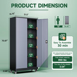 Letaya Metal Garage Storage Cabinets with Lock Door and Adjustable Shelves, Steel Tool Cabinets for Home,Office,Warehouse Organisieren (Black Grey, 75" H) Letaya