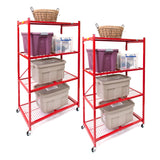 Origami R5 Foldable 4-Tier Garage Shelving Heavy Duty Shelving with Wheels, Metal Storage Rack Holds 1000 pounds, Garage Storage Rack & Organization, Storage Shelving (Red, R5 2-Pack) Origami
