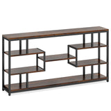 Tribesigns 70.87" Console Tables for Living Room, 5-Tier Narrow Long Sofa Tables with Open Storage Shelves, Rustic Entryway Tables with Metal Frame, Brown & Black Tribesigns