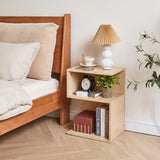 IBUYKE S-Shaped Nightstand, 3-Tier Wood Nightstand with Open Storage, Minimalist End Table for Small Spaces, Easy Assembly, Bedside Table for Bedroom, Natural UWST004R IBUYKE