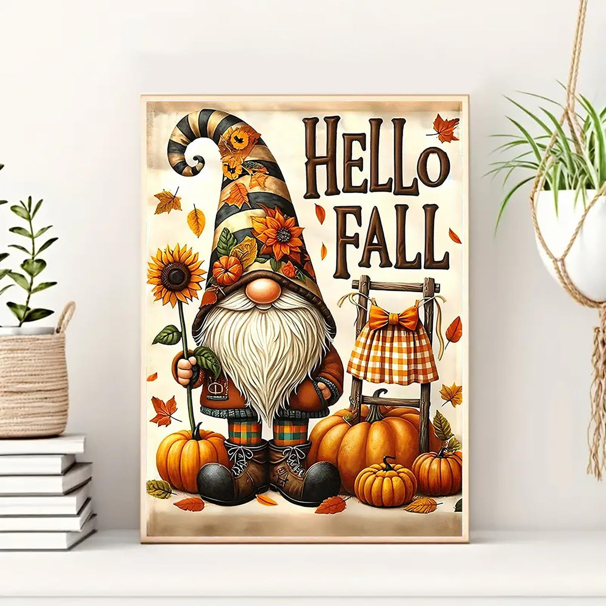 Fall Gnome Pumpkin Sunflower Diamond Art Kits for Adults, 5D Diamond Painting Kits for Adults Beginners, DIY Full Round Drill Diamond Dot Painting Gem Art Kits for Adult,Home Wall Decor 11.8x15.7 Inch VCLKDIY