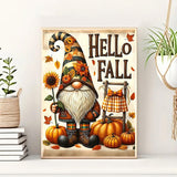 Fall Gnome Pumpkin Sunflower Diamond Art Kits for Adults, 5D Diamond Painting Kits for Adults Beginners, DIY Full Round Drill Diamond Dot Painting Gem Art Kits for Adult,Home Wall Decor 11.8x15.7 Inch VCLKDIY