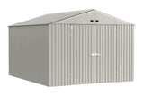 Arrow Shed Elite 10' x 12' Tall Outdoor Steel Storage Shed with High Gable and Lockable Doors Storage Building, Cool Grey Arrow
