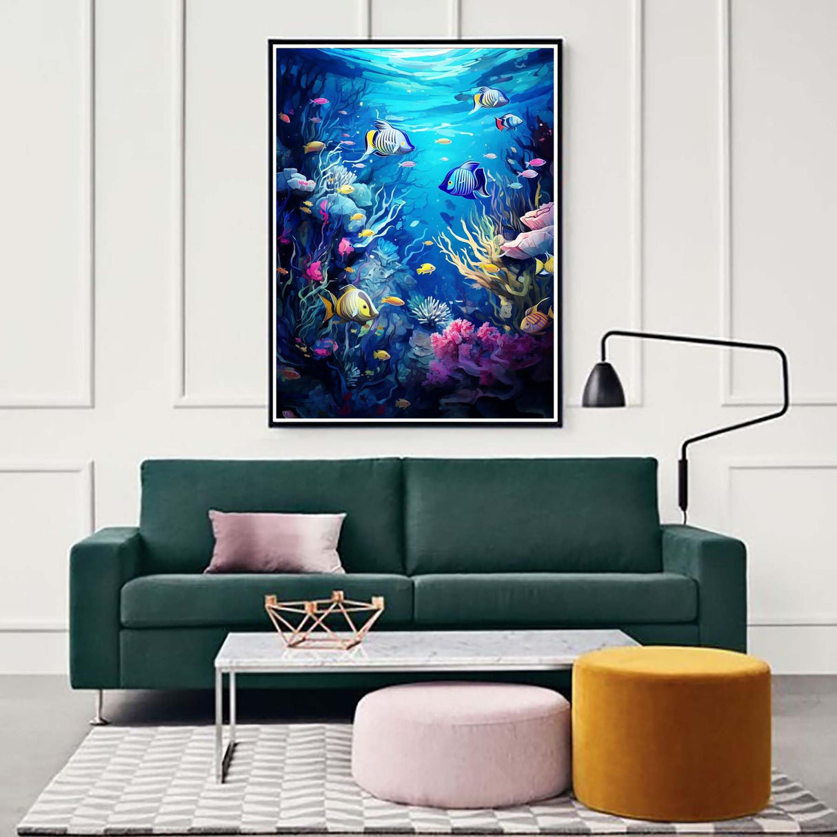 Zariocy 5D Diamond Art Kits for Adults Fish, DIY Paint with Diamond Art Underwater World Round Full Drill Crystal Diamond Paintings Arts Craft for Home Office Wall Decor 12x16 inch Zariocy