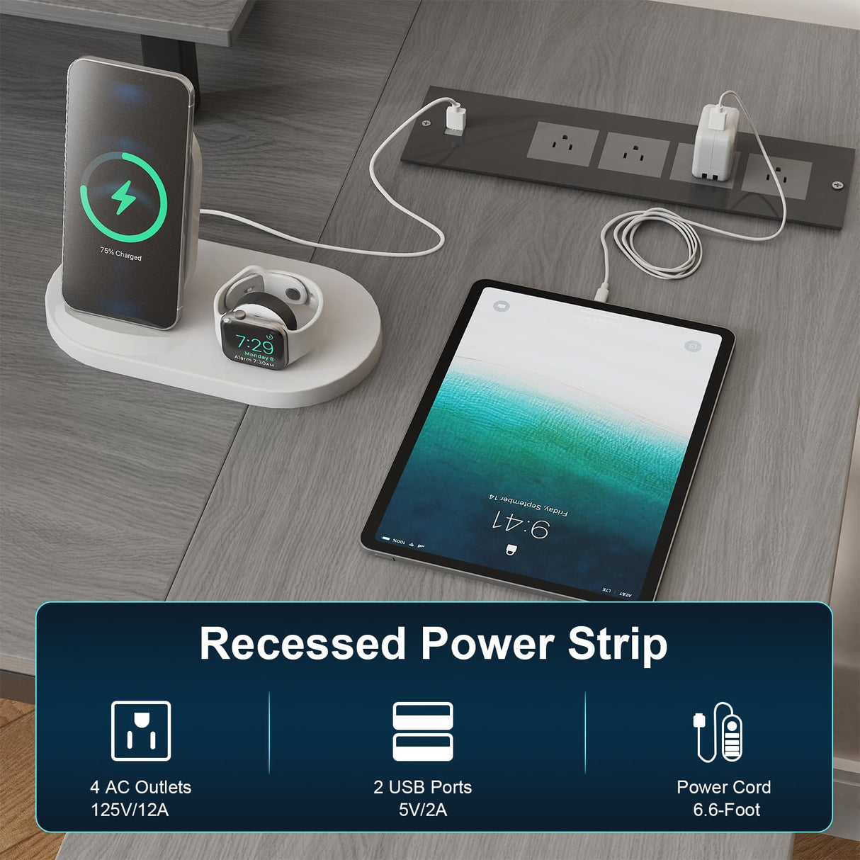 Eivanet 47 Inch L Shaped Desk Gaming Desk with LED Strip & Power Outlet, Reversible L-Shaped Computer Desk with Storage Shelf & Drawer, Corner Desk with Hook & Monitor Stands, Home Office Desk Eivanet