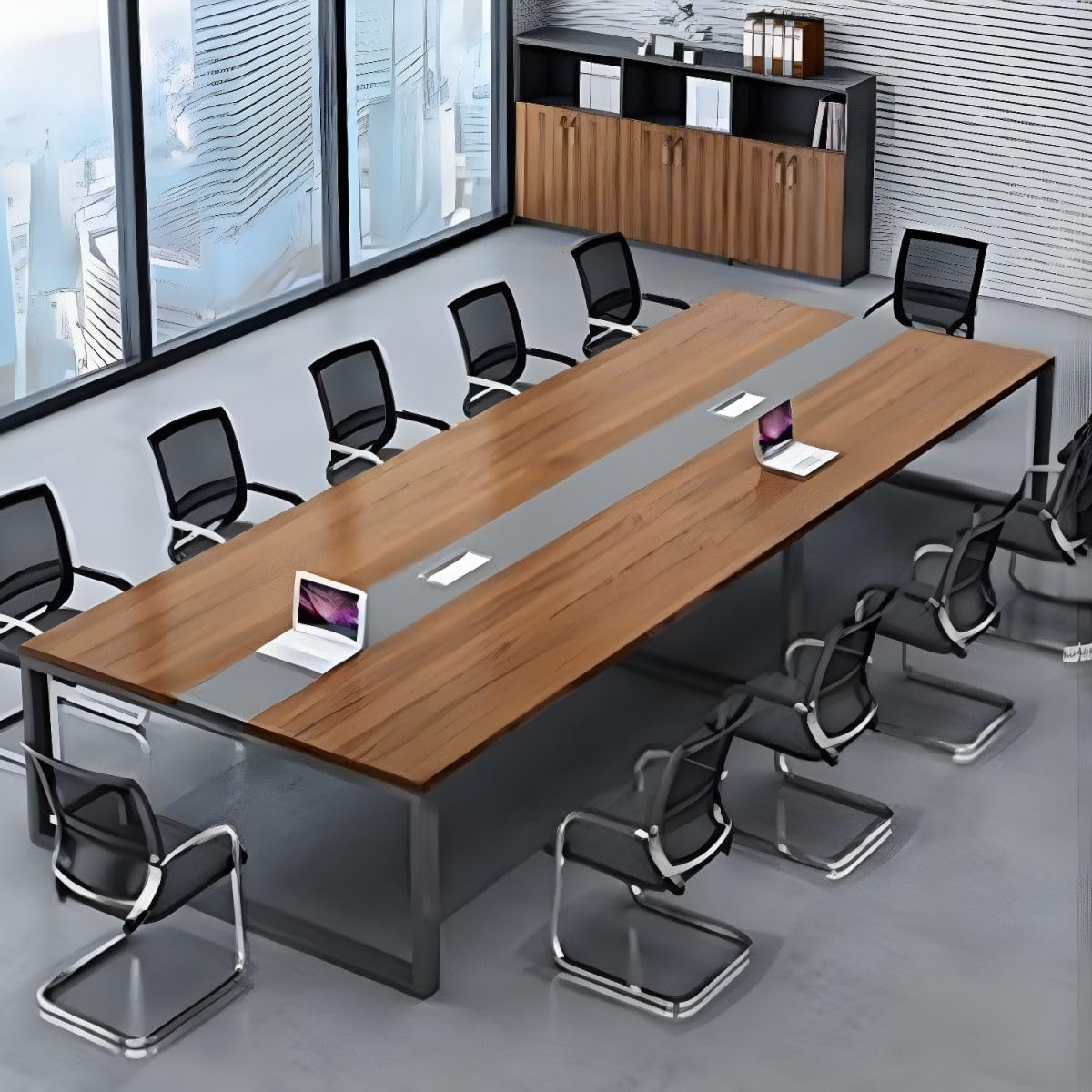 LAKIQ Rectangular Office Conference Room Table Modern Desktop Computer Desk Working Table Rectangle Meeting Room Table - Without Chairs (110.2" L x 51.2" W x 29.5" H) LAKIQ