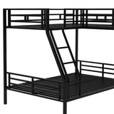 L-Shaped Metal Triple Bunk Bed for 3, Twin Over Full Bunk Bed with a Twin Size Loft Bed Attached, with a Desk, 3 Beds Bunk Bed Frame for Kids Teens Adults - Black Bellemave