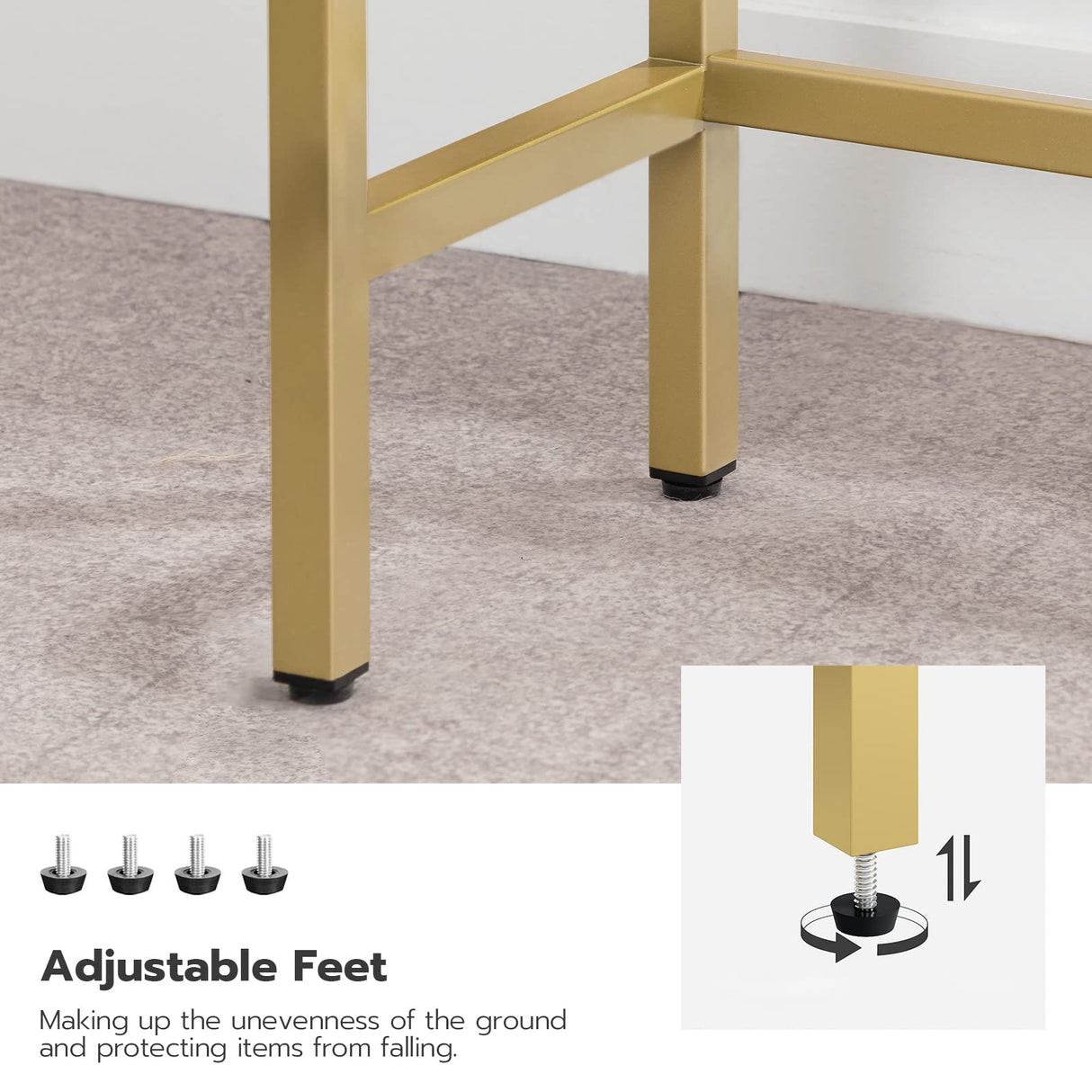 HOOBRO 29.5" Narrow Console Table, Tempered Glass Sofa Table, Small Side Table, Modern Entryway Table, for Entrance, Living Room, Foyer, Hallway Bedroom, Gold GD07XG01 HOOBRO