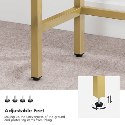 HOOBRO 29.5" Narrow Console Table, Tempered Glass Sofa Table, Small Side Table, Modern Entryway Table, for Entrance, Living Room, Foyer, Hallway Bedroom, Gold GD07XG01