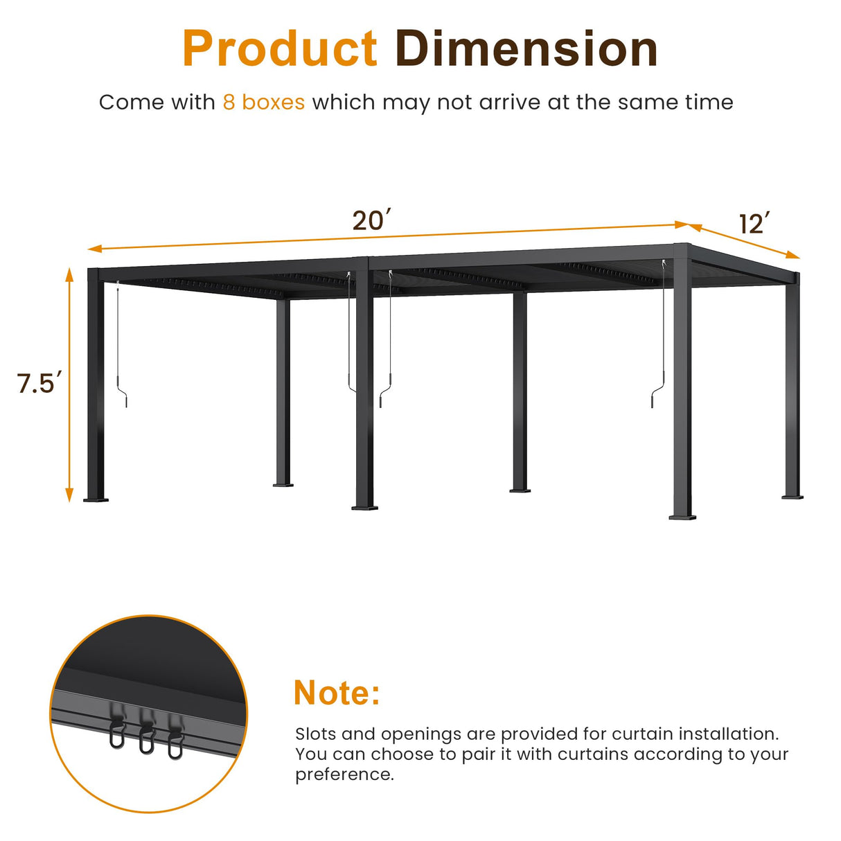 RoyalCraft Adjustable Louvered, Heavy-Duty Aluminum Outdoor Pergola, Metal Hardtop Pergola with Adjustable Roof for Patio, Deck, Garden, Yard (Black, 12' x 20') RoyalCraft