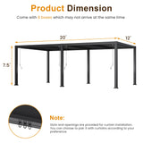 RoyalCraft Adjustable Louvered, Heavy-Duty Aluminum Outdoor Pergola, Metal Hardtop Pergola with Adjustable Roof for Patio, Deck, Garden, Yard (Black, 12' x 20') RoyalCraft