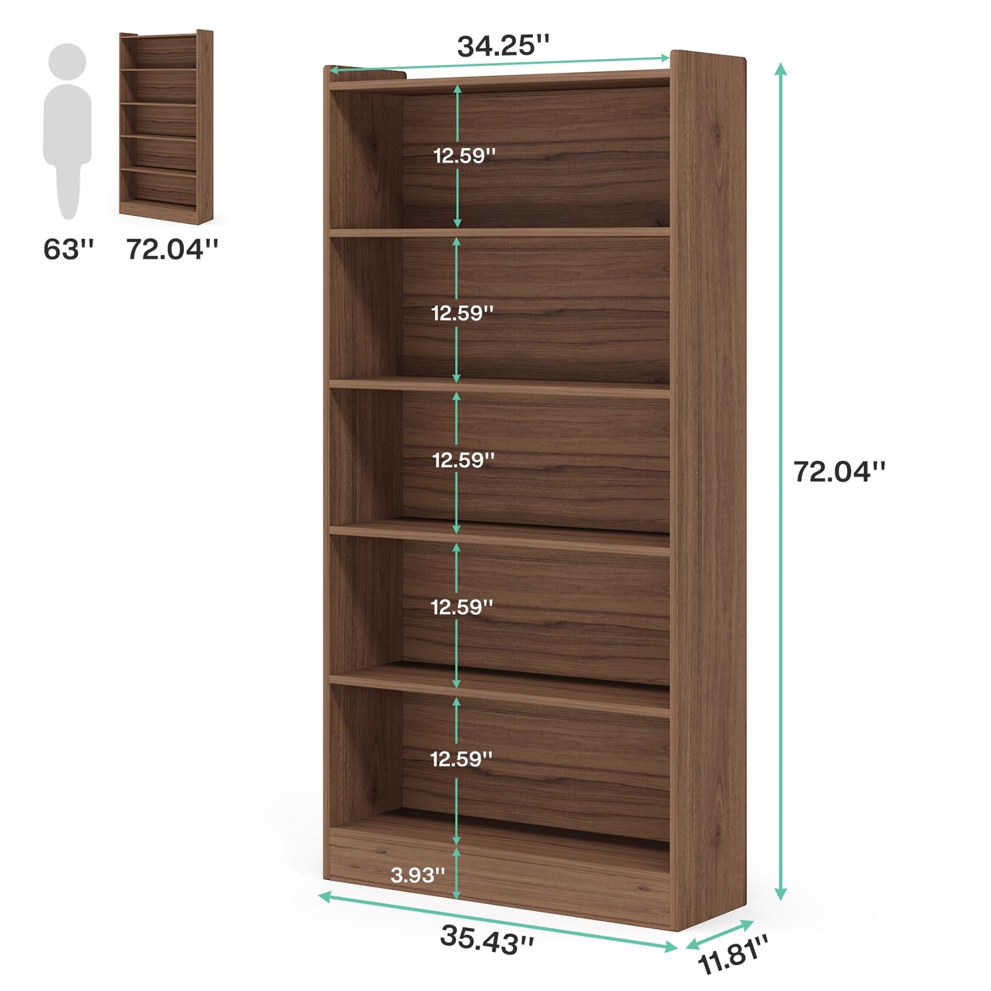 Tribesigns 6-Tier Tall Bookcase with Anti-Dumping Kit - 71-Inch Open Bookshelf for Home and Office Use - WoodArtSupply