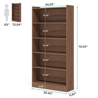 Tribesigns 6-Tier Tall Bookcase with Anti-Dumping Kit - 71-Inch Open Bookshelf for Home and Office Use - WoodArtSupply