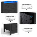 Hlivelood Farmhouse 9 Drawer Dresser with LED Lights, 63" Wide Large Chest of Drawers for Bedroom, Modern Wood Dresser Storage Organizer with Charging Station for Living Room, Bedroom, Hallway, Black Hlivelood