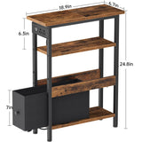 Creso hom Narrow Side Table with Charging Station and LED Light, End Table with 1 Fabric Drawer, Skinny Nightstand with USB Ports & Type-C, Slim Bedside Table for Bedroom, Living Room, Rustic Brown Creso hom