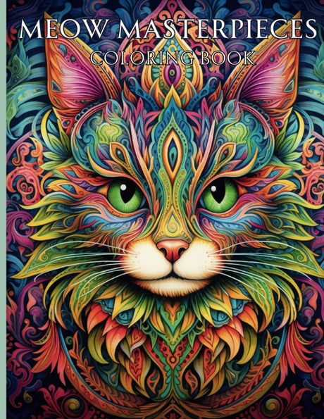 Meow Masterpieces- 50 Unique Single Sided Cat Patterns To Color (Eccentric Expressions Coloring Books) Majosta