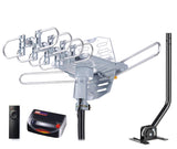 PBD WA-2608 Amplified Outdoor TV Antenna – Long Range with UHF/VHF, 360° Motorized Rotation, Remote Control, Mounting Pole, and 40FT RG6 Cable – Supports 4K, 1080P, Smart and Older TVs (2 Outputs) pbd