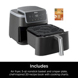 Ninja Air Fryer Pro 4-in-1 with 5 QT Capacity, Air Fry, Roast, Reheat, Dehydrate, Air Crisp Technology with 400F for hot, crispy results in just minutes, Nonstick Basket & Crisper Plate, Grey, AF141 Ninja