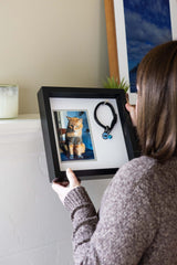 Pearhead Pet Collar Keepsake Picture Frame, Memorial Shadow Box, Wall Mountable Display, Bereavement Photo Frame for Dogs and Cats, Pet Loss Remembrance Gift, 4.5x6.5 Photo Insert, Black Pearhead