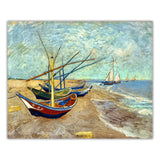 Paint by Numbers Kit for Adults Van Gogh《Fishing Boats On The Beach of Les Saintes Maries De La Mer》 Oil Painting by Numbers Kit for Home Decor Gifts WoodArtSupply