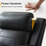 P.H.Furn Power Reclining Loveseat Sofa, Adjustable Headrest, Blue LED Lighting, Home Theater Seating with Storage, Cup Holders, USB, Wireless Charging, Living Room RV P.H.Furn